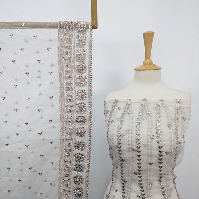 Handmade Dyeable  Organza Gotta Work Frock 2PC Unstitched