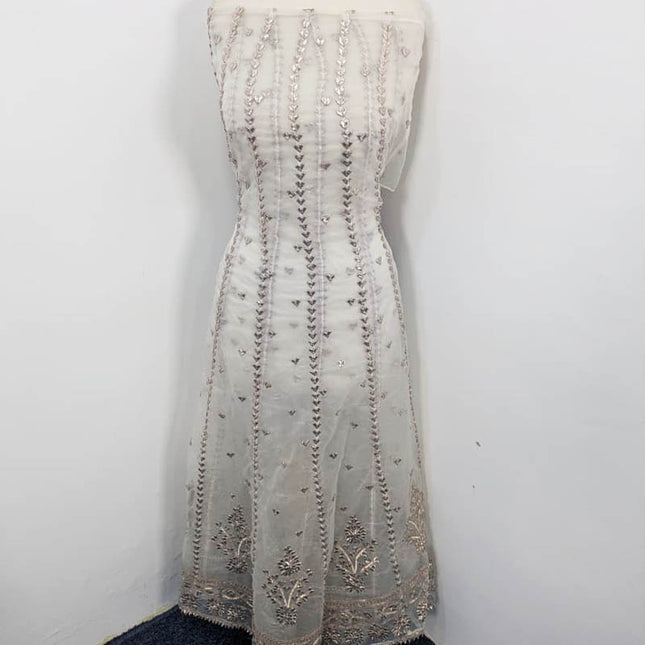 Handmade Dyeable  Organza Gotta Work Frock 2PC Unstitched