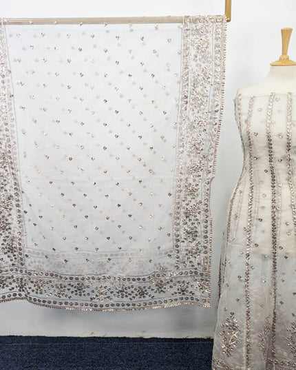 Handmade Dyeable  Organza Gotta Work Frock 2PC Unstitched