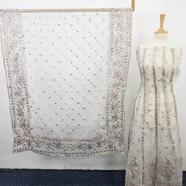 Handmade Dyeable  Organza Gotta Work Frock 2PC Unstitched