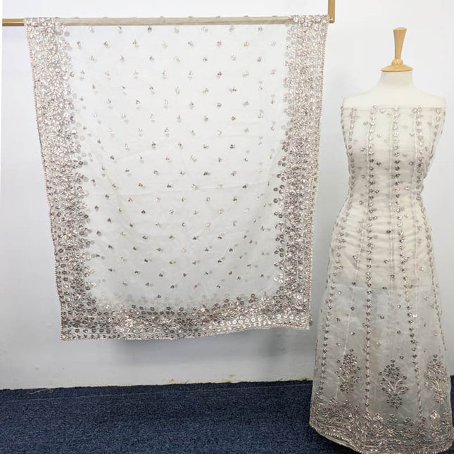 Handmade Dyeable  Organza Gotta Work Frock 2PC Unstitched