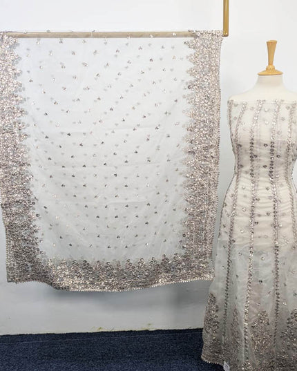 Handmade Dyeable  Organza Gotta Work Frock 2PC Unstitched