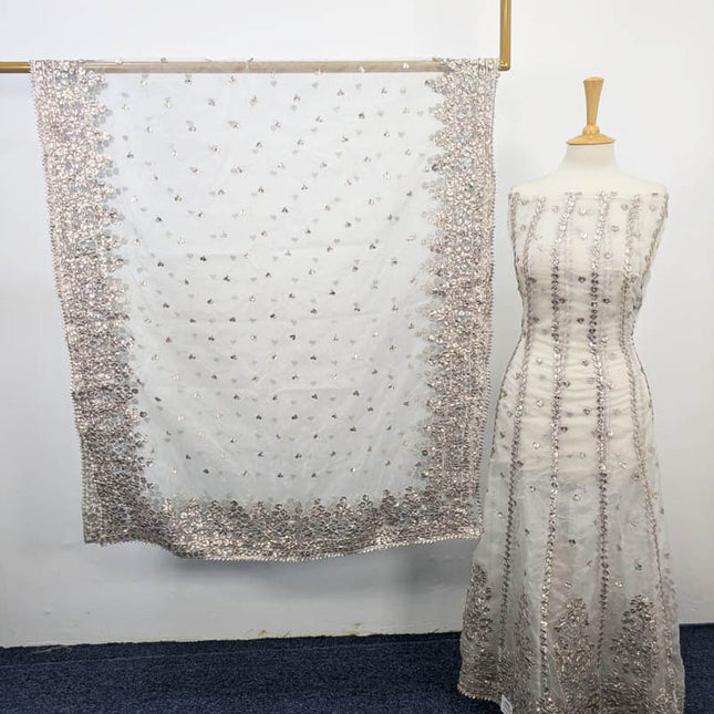 Handmade Dyeable  Organza Gotta Work Frock 2PC Unstitched