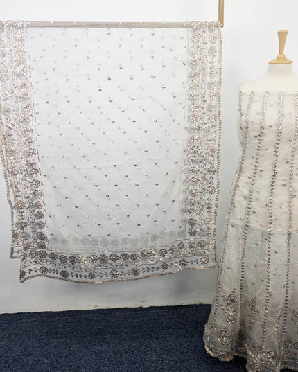 Handmade Dyeable  Organza Gotta Work Frock 2PC Unstitched