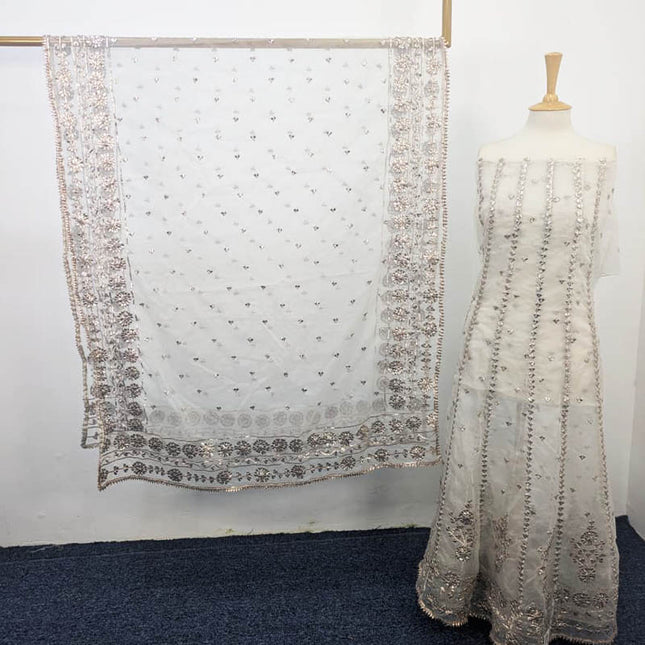 Handmade Dyeable  Organza Gotta Work Frock 2PC Unstitched