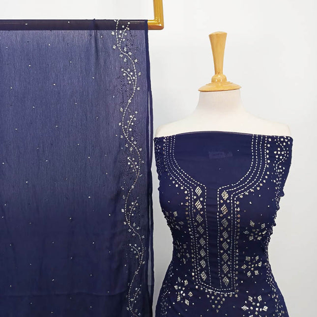 Handmade Mukesh Work Chiffon 2PC Unstitched