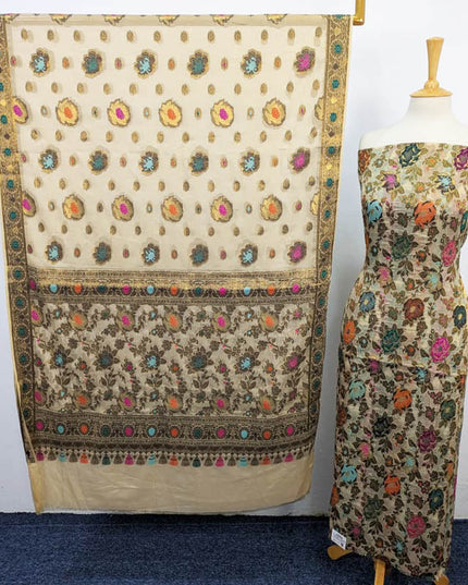 Fancy indian Chiffon With Indian banarsi Work 2PC Unstitched