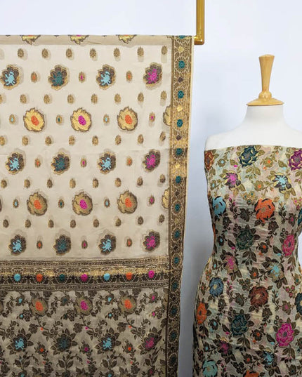 Fancy indian Chiffon With Indian banarsi Work 2PC Unstitched