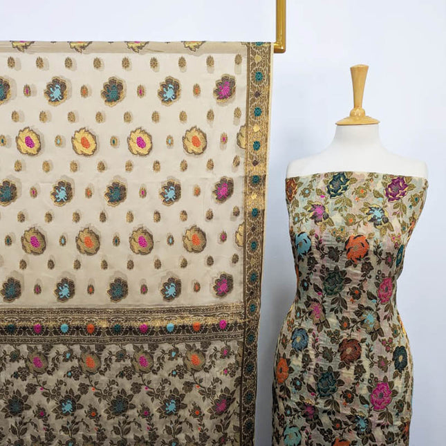 Fancy indian Chiffon With Indian banarsi Work 2PC Unstitched