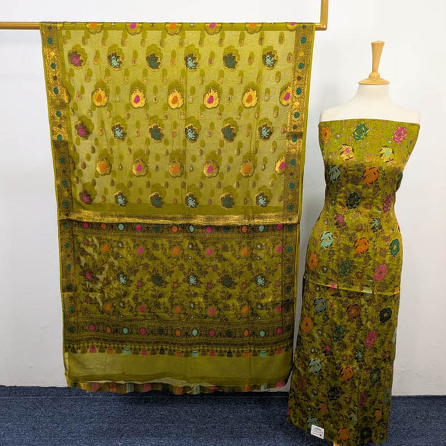 Fancy indian Chiffon With Indian banarsi Work 2PC Unstitched