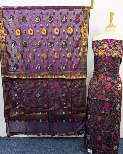 Fancy indian Chiffon With Indian banarsi Work 2PC Unstitched