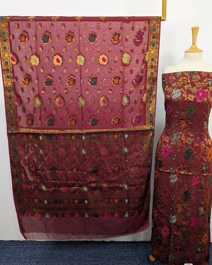 Fancy indian Chiffon With Indian banarsi Work 2PC Unstitched