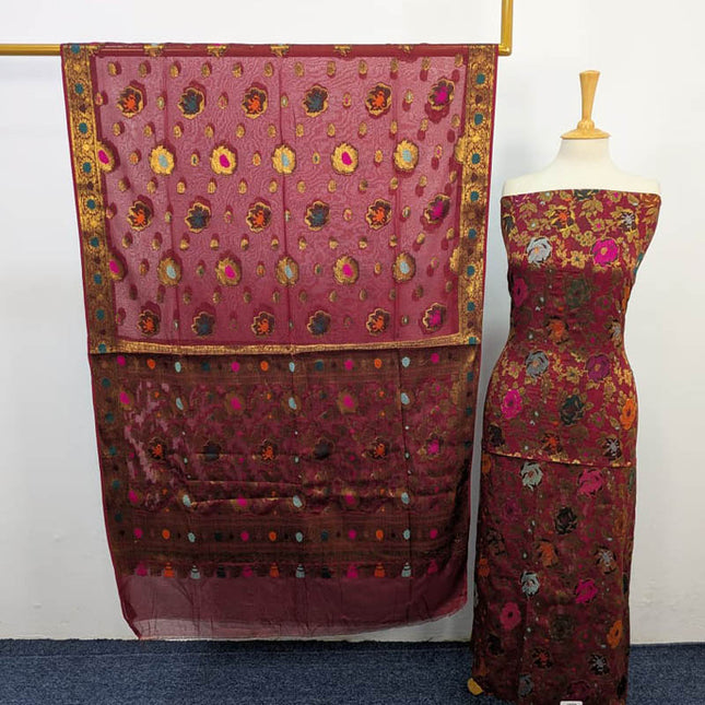 Fancy indian Chiffon With Indian banarsi Work 2PC Unstitched