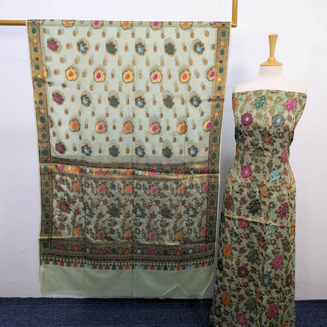 Fancy indian Chiffon With Indian banarsi Work 2PC Unstitched