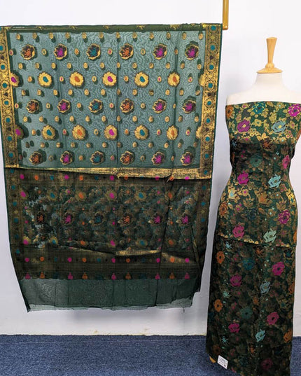 Fancy indian Chiffon With Indian banarsi Work 2PC Unstitched