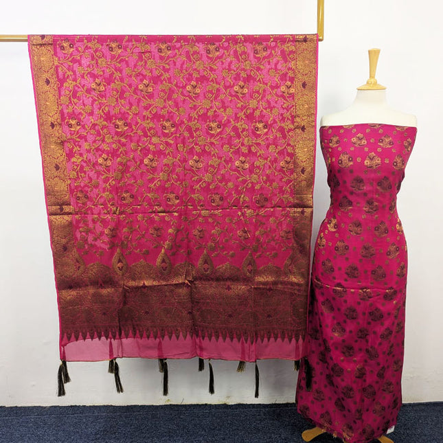 Indian Silk with Indian Banarasi Work 2PC Unstitched