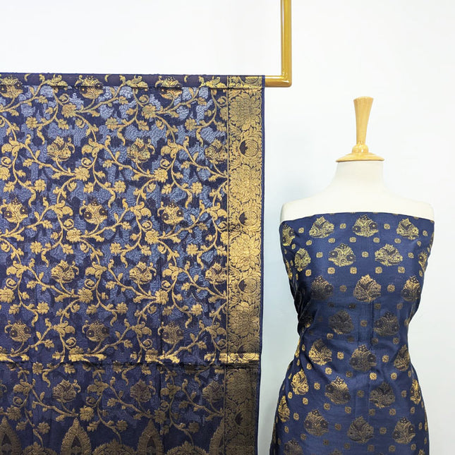 Indian Silk with Indian Banarasi Work 2PC Unstitched