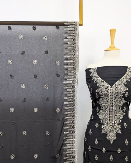 Embroidered Raw Silk with Chiffon Dupatta 3PC Unstitched