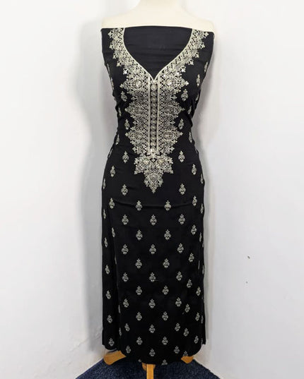 Embroidered Raw Silk with Chiffon Dupatta 3PC Unstitched