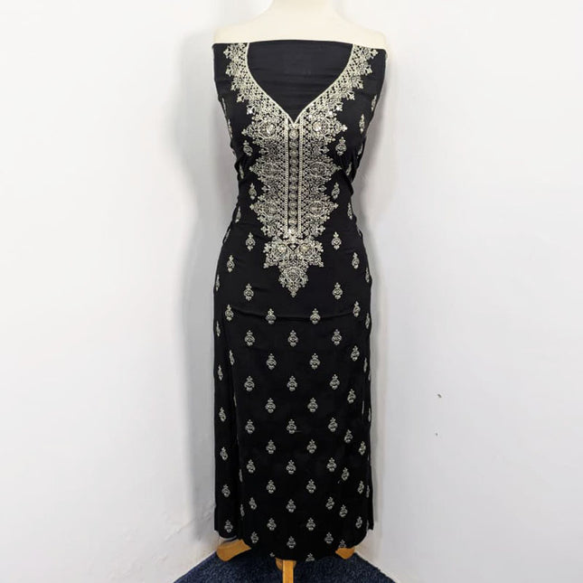 Embroidered Raw Silk with Chiffon Dupatta 3PC Unstitched