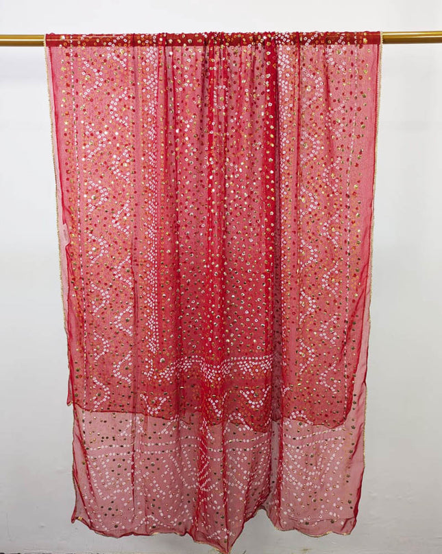 Chiffon Block Print with Mirror Sitara Work Dupatta (Ready To Wear)