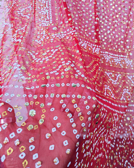 Chiffon Block Print with Mirror Sitara Work Dupatta (Ready To Wear)