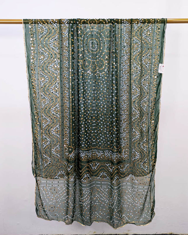 Chiffon Block Print with Mirror Sitara Work Dupatta (Ready To Wear)