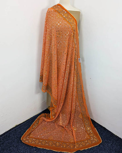 Fancy Chiffon Block Print with Mirror Sitara Work Dupatta