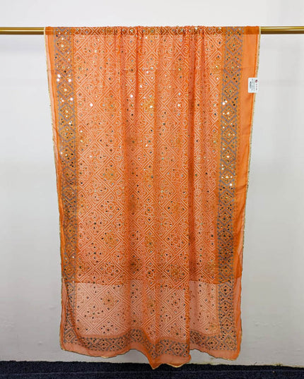 Fancy Chiffon Block Print with Mirror Sitara Work Dupatta