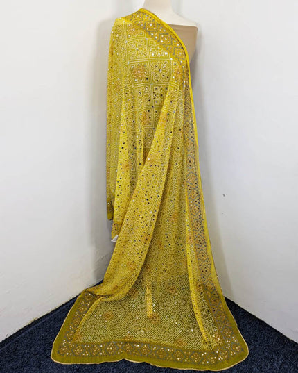 Fancy Chiffon Block Print with Mirror Sitara Work Dupatta