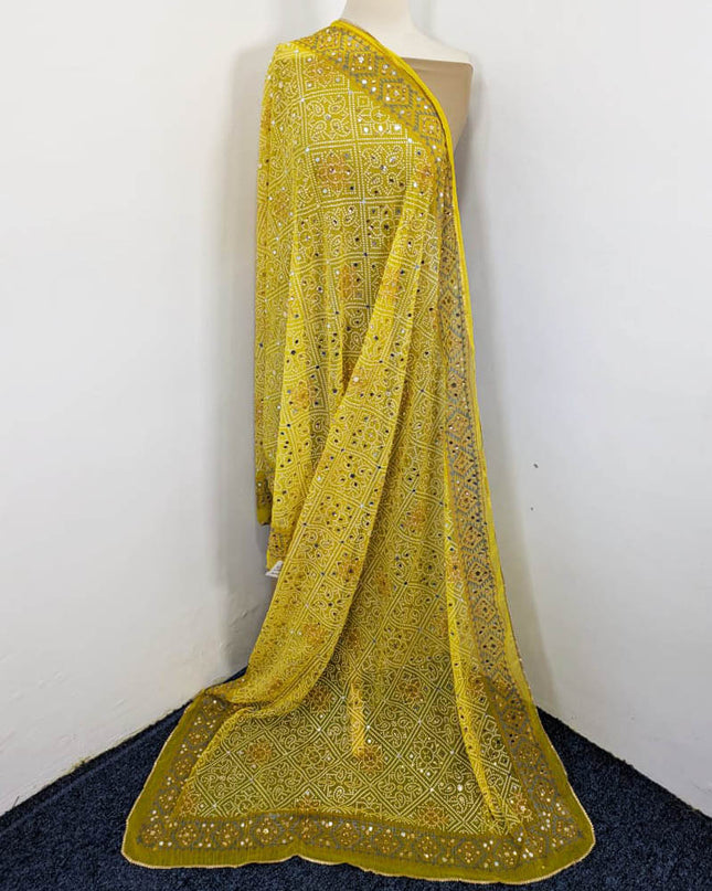 Fancy Chiffon Block Print with Mirror Sitara Work Dupatta