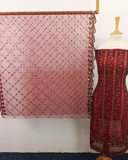 Fancy Embroidered Silk With Net Dupatta 2PC Unstitched