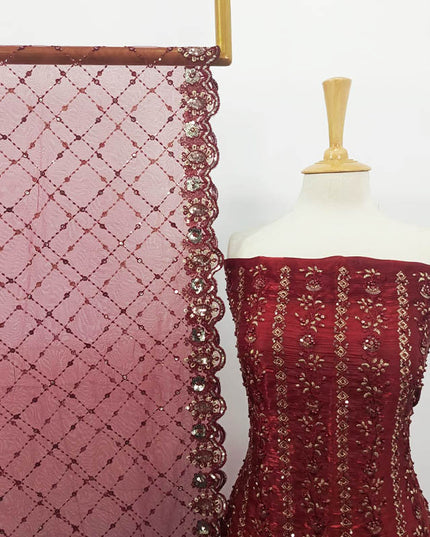 Fancy Embroidered Silk With Net Dupatta 2PC Unstitched