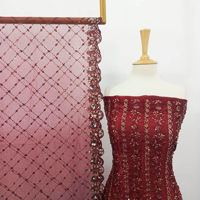 Fancy Embroidered Silk With Net Dupatta 2PC Unstitched