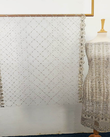 Fancy Embroidered Silk With Net Dupatta 2PC Unstitched