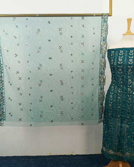Fancy Embroidered Silk With Net Dupatta 2PC Unstitched