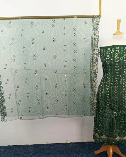 Fancy Embroidered Silk With Net Dupatta 2PC Unstitched
