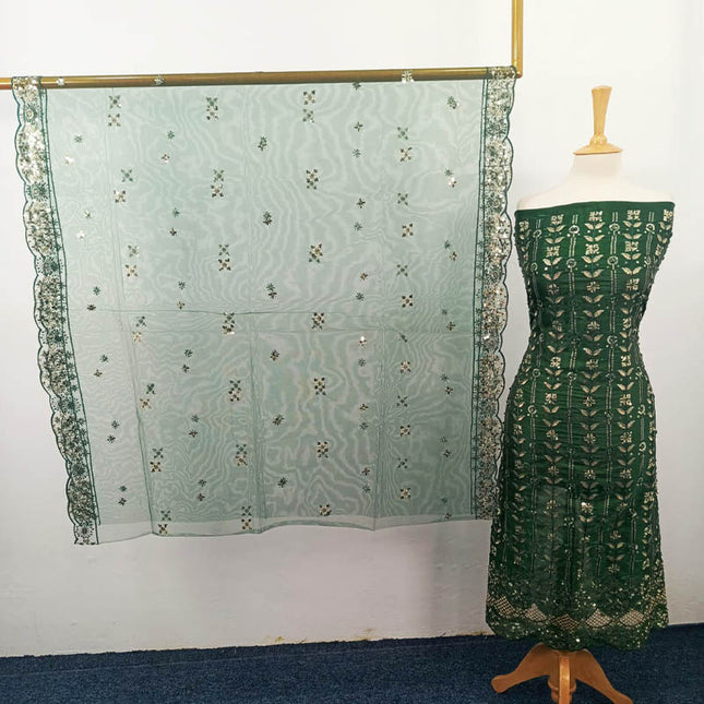 Fancy Embroidered Silk With Net Dupatta 2PC Unstitched