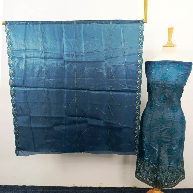 Fancy Embroidered Silk  2PC Unstitched