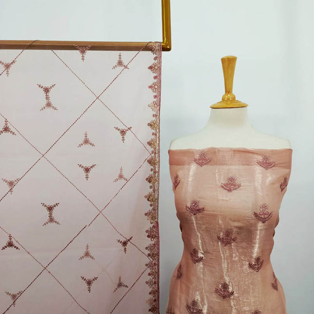 Embroidered Silk With Net Dupatta 2PC Unstitched