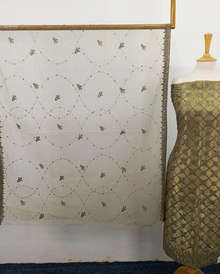 Embroidered Silk With Net Dupatta 2PC Unstitched