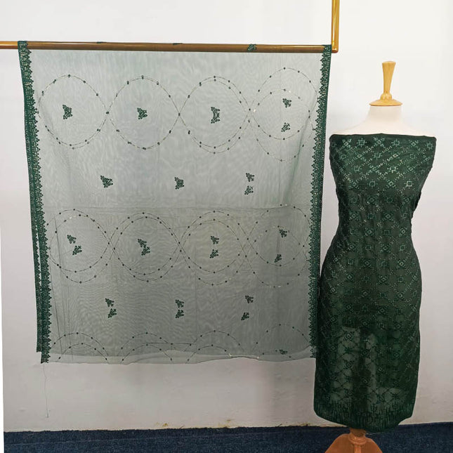 Embroidered Silk With Net Dupatta 2PC Unstitched