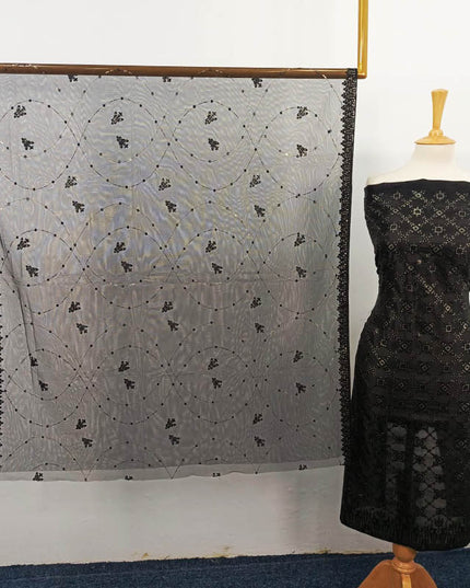 Embroidered Silk With Net Dupatta 2PC Unstitched