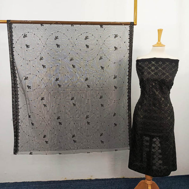 Embroidered Silk With Net Dupatta 2PC Unstitched