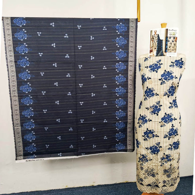 Embroidered Printed Khaddar 3PC Unstitched  - Bin Umer