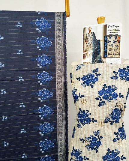 Embroidered Printed Khaddar 3PC Unstitched  - Bin Umer