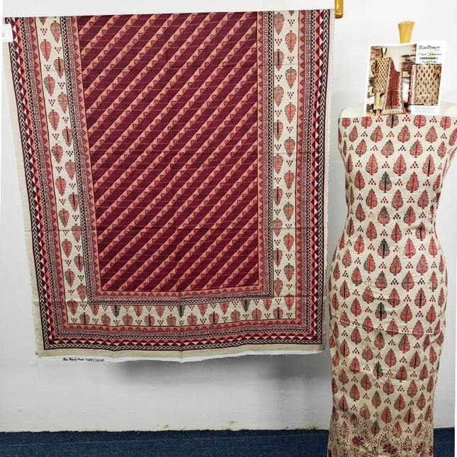 Embroidered Printed Khaddar 3PC Unstitched  - Bin Umer