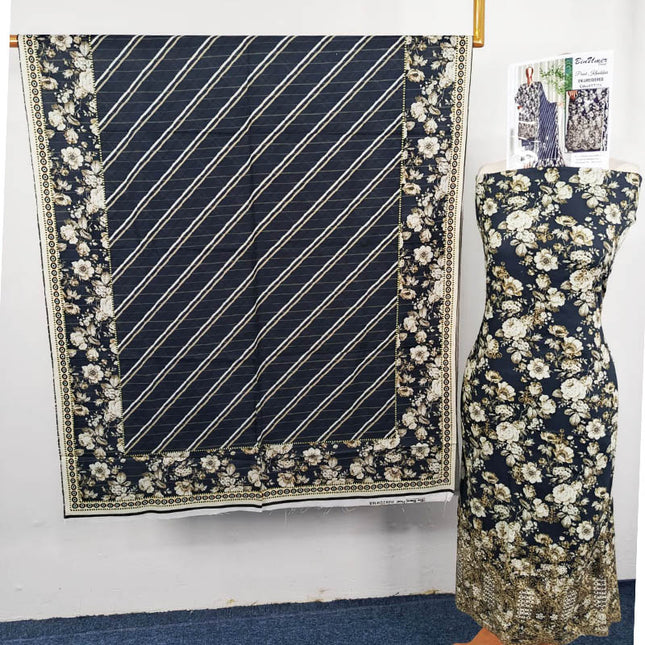 Embroidered Printed Khaddar 3PC Unstitched  - Bin Umer