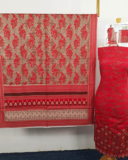 Embroidered Printed Khaddar 3PC Unstitched  - Bin Umer