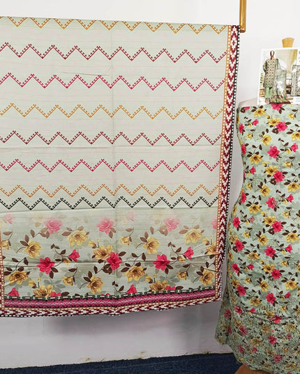 Embroidered Printed Khaddar 3PC Unstitched  - Bin Umer